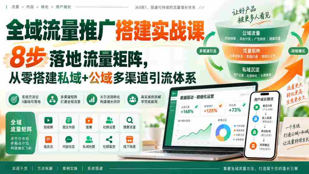 打造全域流量矩阵实战指南:八步打造私域与公域引流体系-造富网