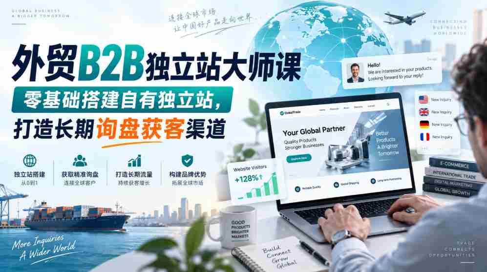 外贸B2B站点搭建高手班,从零起步创建个人独立平台,构建持久询盘客户来源之道-造富网