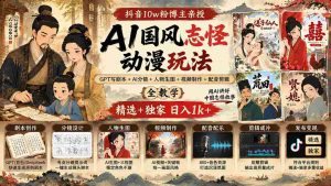 揭秘抖音百万粉丝大V揭秘AI国风动漫创作秘诀:GPT剧本编写+AI分镜指导+角色生图+视频剪辑制作全教程,精选攻略日入千元不是梦-造富网