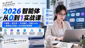 2026智能体构建全攻略：深度解析大模型、提示词、节点插件、变量JSON、自动化工作流与RAG知识库构建技巧-造富网