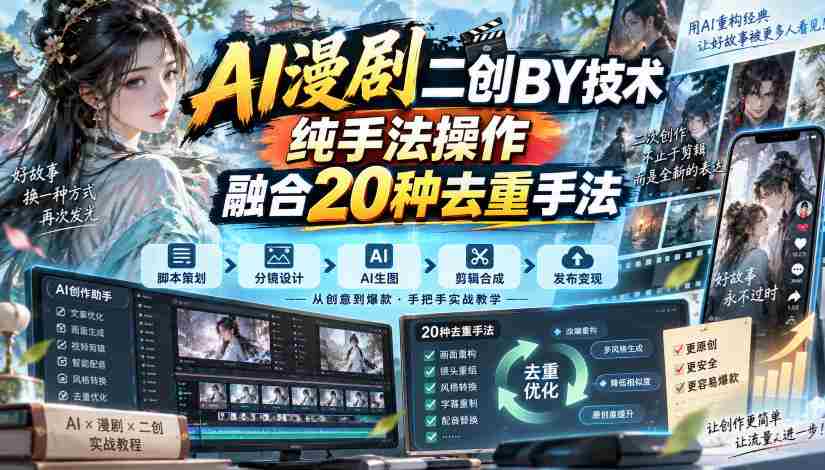 揭秘AI技术与20重去重秘籍:漫剧二创搬运的纯手法之道-造富网