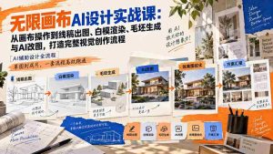 【无水印】无限画布AI设计实战课-更新：从画布操作到线稿出图、白模渲染、毛坯生成与AI改图，打造完整视觉创作流程-造富网