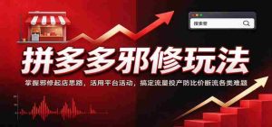 拼多多邪修玩法:掌握邪修起店思路,活用平台活动,搞定流量投产防比价断流各类难题-造富网