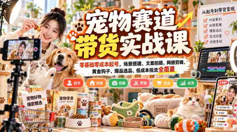 零成本开启宠物销售之旅:实战课程揭秘,从场景布局到爆款打造全攻略-造富网