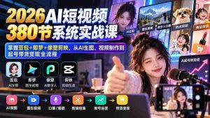 高清无码】2026年度AI短视频课程全集：豆包、即梦、像塑剪映一网打尽，AI绘图、视频制作到账号运营、带货盈利一站式教学-造富网
